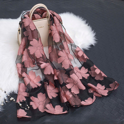 Pañuelo de Seda Estampado Flores Huecas - Diseño Elegante y Versátil - Image 12