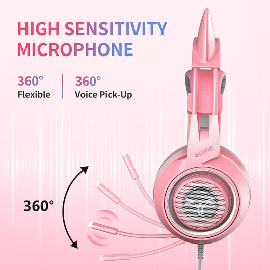 Auriculares Gaming con Orejas de Gato - Micrófono para PC, PS4 y Móvil - Image 6
