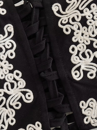 Traje Conjunto Falda Tubo con Blusa Bordada y Detalle Anudado - Image 6