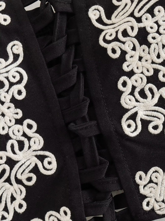 Traje Conjunto Falda Tubo con Blusa Bordada y Detalle Anudado - Image 6