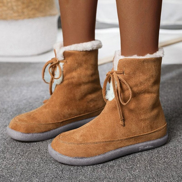 Botas de Felpa con Cordones Planos