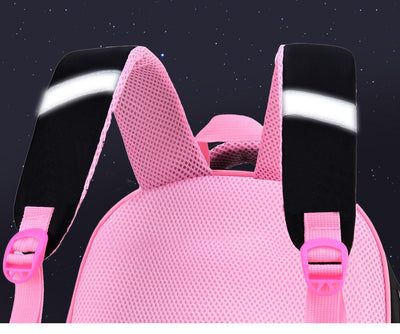 Kids black and pink backpack with a cute white cat print, paired with a matching lunch bag. - Image 27