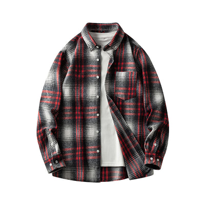 Camisa de Franela a Cuadros para Hombre - Abrigo Casual Grueso Talla Grande Otoño Invierno - Image 12