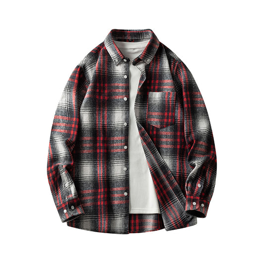 Camisa de Franela a Cuadros para Hombre - Abrigo Casual Grueso Talla Grande Otoño Invierno - Image 12