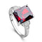 Coloured agate ring with AAA zircon rhodium-plated ring Rojo US 10