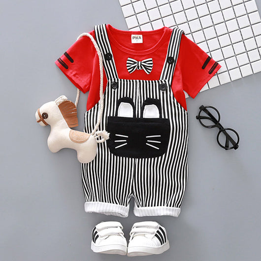 Conjunto Infantil Coreano de Dos Piezas con Tirantes y Diseño Cartoon - Image 5