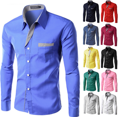 Camisa Manga Larga Clásica para Hombre - Estilo Europeo y Americano