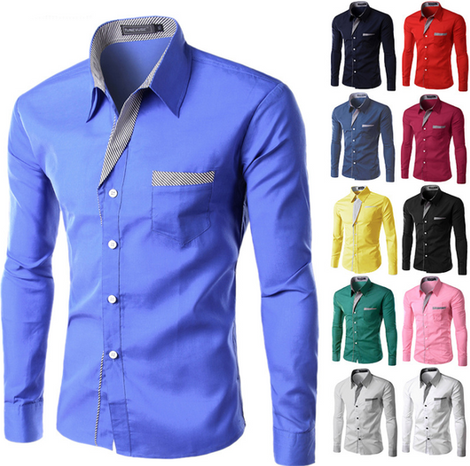 Camisa Manga Larga Clásica para Hombre - Estilo Europeo y Americano