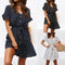 Vestido Casual Feminino de Gaze de Bolinhas com Decote V e Alças