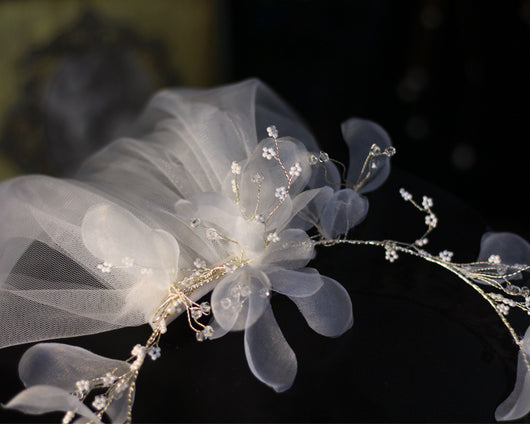 Velo de novia con corona de flores - Accesorios para vestido de boda - Image 3