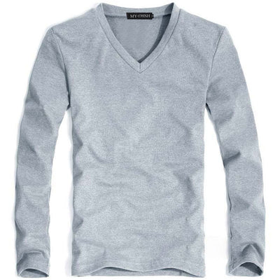 Camiseta Slim Fit Hombre Colores Sólidos Primavera Otoño - Image 9