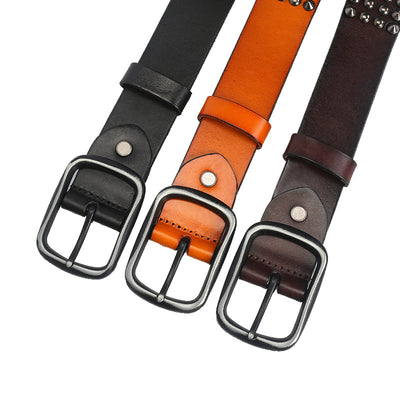 Cinturón de Cuero Vacuno Retro Naranja - Estilo Vintage Auténtico - Image 10