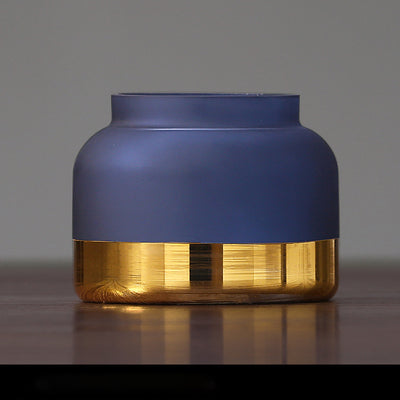 Jarrón Decorativo de Cristal Esmerilado con Borde Dorado Estilo Nórdico Lujo - Image 12