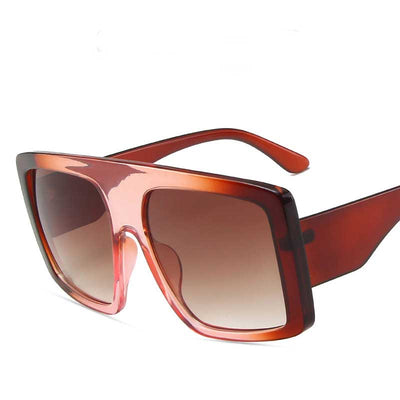 Large frame sunglasses with a brown and pink gradient full frame and brown gradient lenses. - Image 4