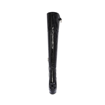 Botas Altas Hasta la Rodilla en Charol con Tacón Alto para Mujer Talla Grande - Image 17