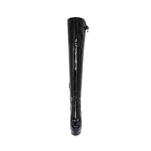 Botas Altas Hasta la Rodilla en Charol con Tacón Alto para Mujer Talla Grande - Image 17