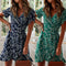 Vestido Floral de Gasa con Escote V y Cordones