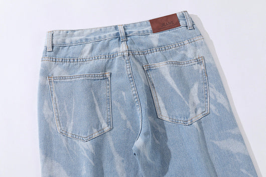 Jeans Rectos Oversize Tie Dye Lavado Desgastado para Hombre - Image 20