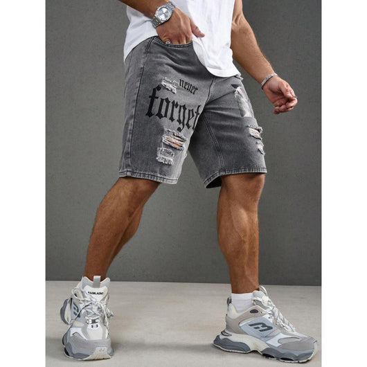 Shorts Estilo Vaquero con Estampado de Letras para Hombre - Image 6