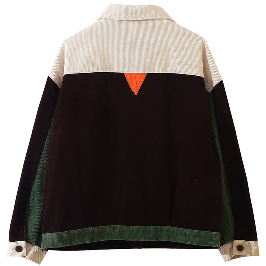 Chaqueta Corduroy Retro Japonesa con Cuello Muñeca y Costuras Contrastadas - Image 9