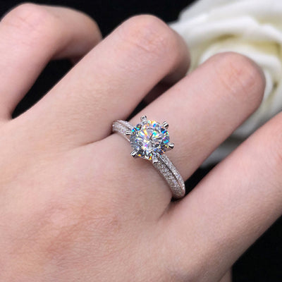 Anillo de Diamante Seis Garras para Pareja - Estilo Coreano - Image 4