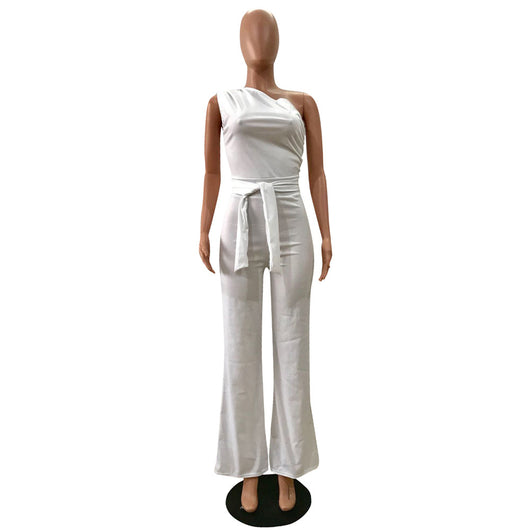 Jumpsuit con Hombros Inclinados Asimétrico - Image 8