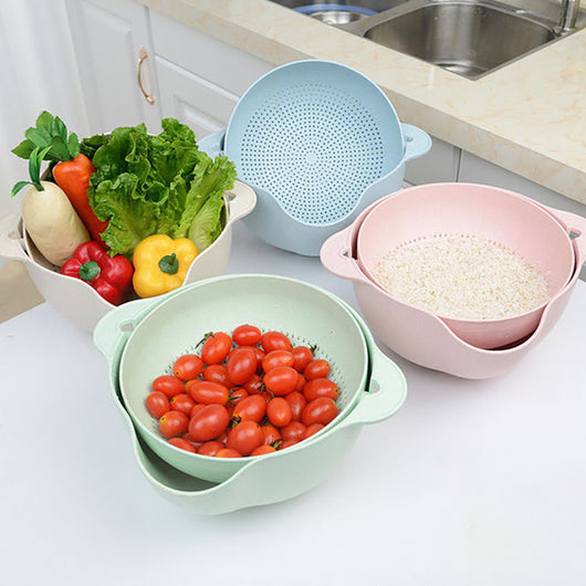 Canasta Escurridor Multiusos para Cocina con Doble Capa Giratoria