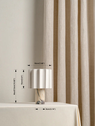 Lámpara de Mesa Minimalista con Pantalla Plisada en Mármol - Image 11