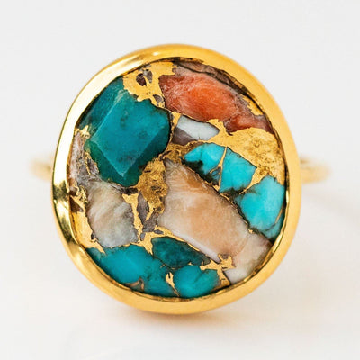 Anillo Vintage Dorado con Gemas Melange - Image 10