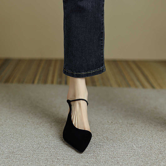 Sandalias de Cuero Genuino con Tacón Alto Hueco - Diseño Versátil para Verano - Image 2