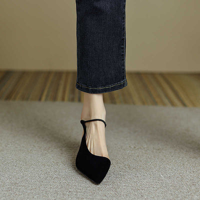Sandalias de Cuero Genuino con Tacón Alto Hueco - Diseño Versátil para Verano - Image 2