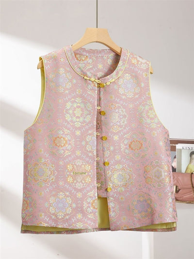 Chaleco Primavera Estilo Chino con Diseño de Peonía en Brocado - Image 9