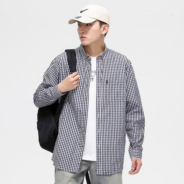 Camisa Cuadros Algodón Transpirable Ajuste Slim para Hombre