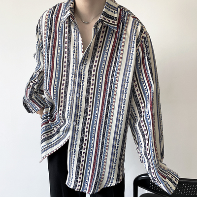 Camisa Retro Europea de Manga Larga para Vacaciones - Image 16