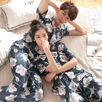Pijamas de Seda para Parejas - Manga Larga Fresca y Cómoda - Image 34