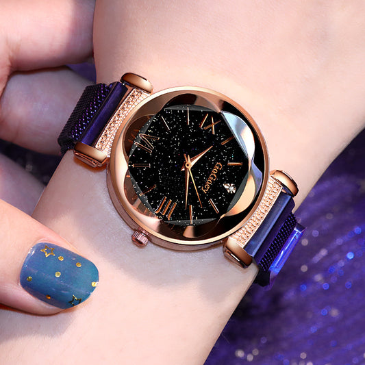 Reloj de Cuarzo para Dama con Malla Diamond Point, Diseño Simple y Elegante