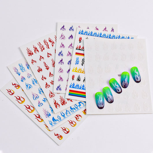 Adhesivo Decorativo para Uñas con Diseños Flama y Patrones