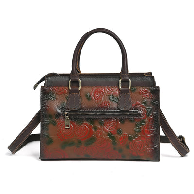 Bolso de Hombro para Mujer en Cuero Genuino con Patrón Grabado Versátil - Image 4