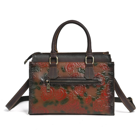 Bolso de Hombro para Mujer en Cuero Genuino con Patrón Grabado Versátil - Image 4