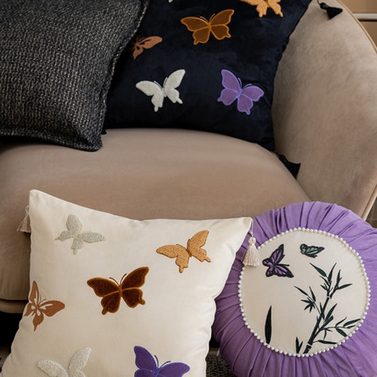 Cojín de Lujo para Sofá con Bordado de Mariposas - Image 6