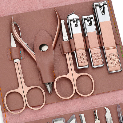 Estuche de Herramientas de Manicura en Cuero PU Oro Rosado Portátil - Image 7