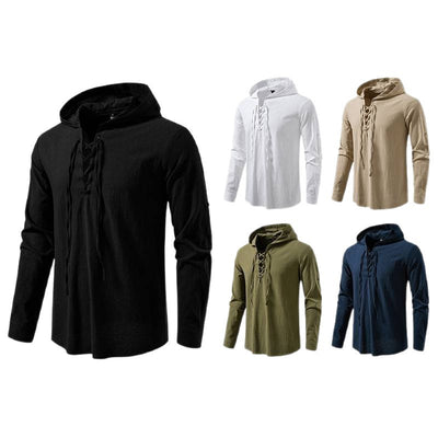 Camisa Pirata Medieval de Algodón y Lino con Cordón para Hombre - Image 5
