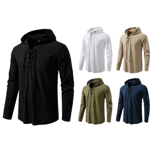 Camisa Pirata Medieval de Algodón y Lino con Cordón para Hombre - Image 5