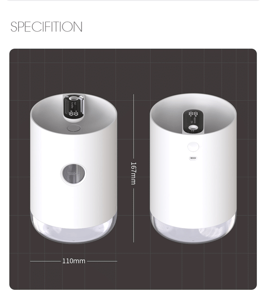 White cylindrical humidifier with a transparent base, digital display, and 1000ml capacity indicator. - Image 9