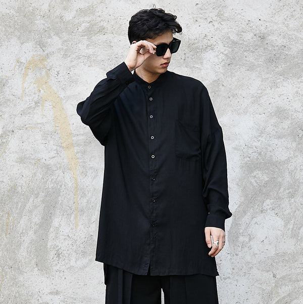 Camisa Suelta de Seda para Hombre - Elegancia Oscura