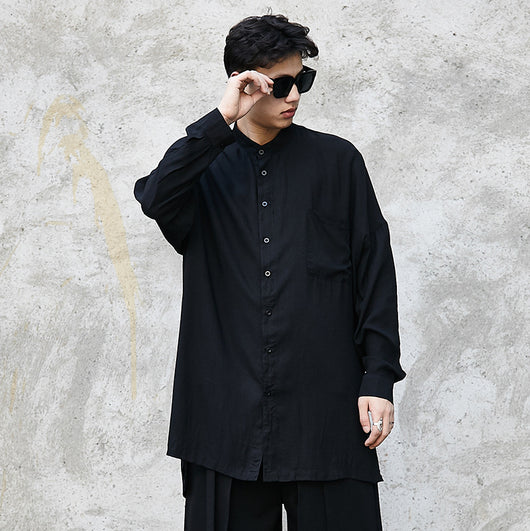 Camisa Suelta de Seda para Hombre - Elegancia Oscura
