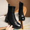 Botas Tobilleras Estilo Británico con Tacón Bajo y Caña Gruesa