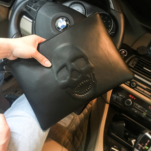 Cartera Clutch para Hombre con Diseño Calavera