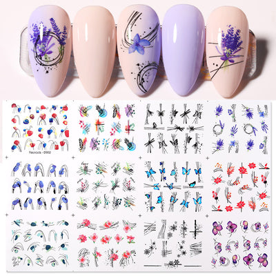 Calcomanías de Arte para Uñas con Diseños de Hojas y Caracteres - Image 13