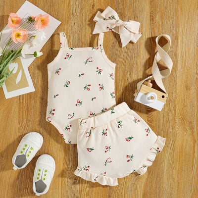 Conjunto de Tirantes Floral para Bebé - Set de 3 Piezas en Tela Waffle - Image 10